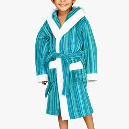 RANGOLI Girls Blue Printed Pure Cotton Bath Robe-52