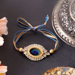 PANASH Gold Plated Beaded & Stone Studded Rakhis With Roli Chawal-image-84