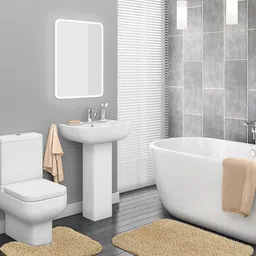 OBSESSIONS Set Of 2 Beige 2000 GSM Anti-Skid Bath Rug & Contour Mat-30