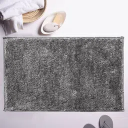 LUXEHOME INTERNATIONAL Grey Solid Rectangular Bath Rug-2