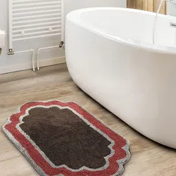 Saral Home Brown & Red Handmade Bathmat-image-42