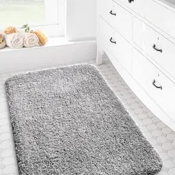 LUXEHOME INTERNATIONAL Vegas Silver-Coloured 2800 GSM Microfiber Anti-Skid Bath Rugs-6