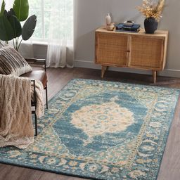 MYTRIDENT Floral Printed Pure Wool with Cotton Backing-3000 GSM Carpet-3