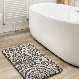 Saral Home Grey Floral Printed Bath Rugs-image-24
