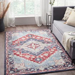 MYTRIDENT Indulgence Blue  Red 2600 GSM Hand Tufted 100% Wool with Cotton backing Rug-20