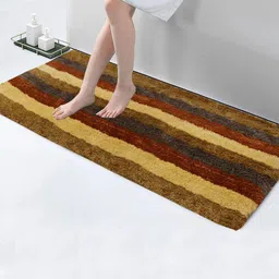LUXEHOME INTERNATIONAL Maroon & Yellow Striped 1850 GSM Anti-Skid Bath Rug-image-94
