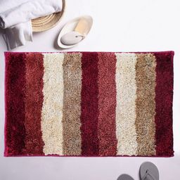 LUXEHOME INTERNATIONAL Red & Brown Striped Microfibre Anti-Skid 1850 GSM Bath Rug-image-34
