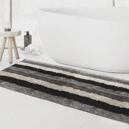 LUXEHOME INTERNATIONAL Grey and Black Striped 1850 GSM Bath Rug-image-96