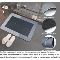HomeCloud Blue & Grey Printed Non Slip Rubber Bathroom Mat-image-83
