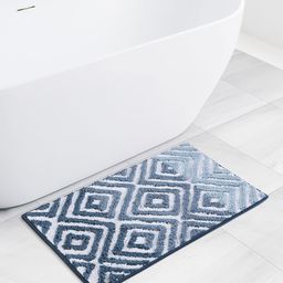 OBSESSIONS Blue & White 2200 GSM Cotton Anti skid Bath Mat-image-62