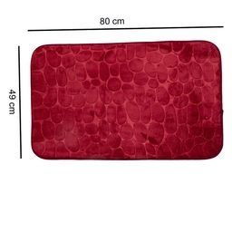MARKET99 Red Self-Design Rectangular Bath Rugs image 3