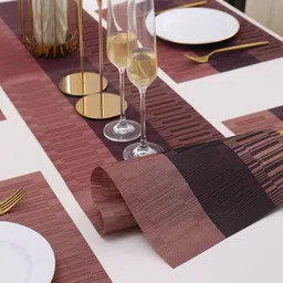 HOKIPO 5 Pieces Rust Red Table Placemats with Runner image 5