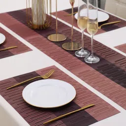 HOKIPO 5 Pieces Rust Red Table Placemats with Runner image 4