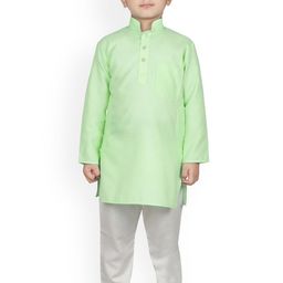 SG YUVRAJ Boys Lime Green & White Kurta with Pyjamas-picture-18