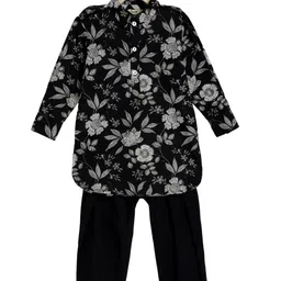Tiber Taber Boys Floral Printed Regular Pure Cotton Kurta with Salwar-43