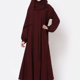 Arrabi Button Detail Flared Burqa With Scarf-image-18