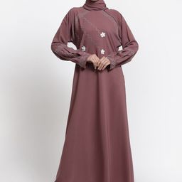 Arrabi Women Pink Solid Burqa With Scarf-image-54