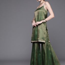 Varanga Geometric Woven Design Regular Kurta With Sharara & Dupatta image 5