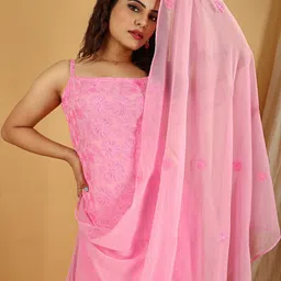 KALINI Floral Embroidered Shoulder Strap Regular Kurta with Sharara & With Dupatta image 2
