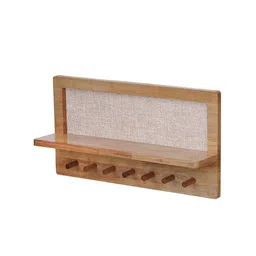 eCraftIndia Brown Multiutility 7 Hooks Wooden Key Holder With Shelf image 4