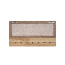 eCraftIndia Brown Multiutility 7 Hooks Wooden Key Holder With Shelf image 5