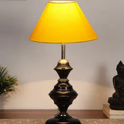 Devansh Yellow & Black Solid Table Lamp With Shade-10