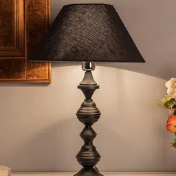 Homesake Black & Navy Blue Textured Nordic Waterdrop Handcrafted Table Lamp with Shade-51