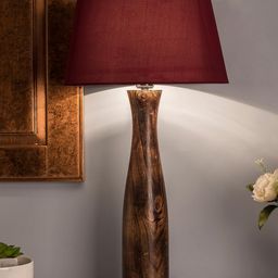 Homesake Brown & Red Solid Bedside Standard Table Lamp with Shade-47