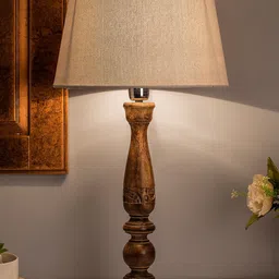 Homesake Brown Solid Handcrafted Bedside Standard Table Lamp with Shade image 1