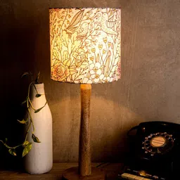 green girgit White & Blue Leaf Printed Contemporary Table Lamp-21