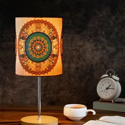 KOLOROBIA White & Blue Sylvan Egyptian Table Lamp with Shade image 2