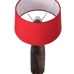 Homesake Brown & Red Solid Bedside Standard Table Lamp with Shade image 2