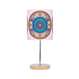KOLOROBIA White & Blue Sylvan Egyptian Table Lamp with Shade image 3