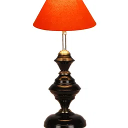 Devansh Orange & Black Solid Table Lamp With Shade image 2