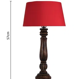 Homesake Brown & Red Solid Bedside Standard Table Lamp with Shade image 2