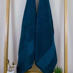 Aura Teal Blue 2Pcs Organic Cotton 610 GSM Bath Towels-28