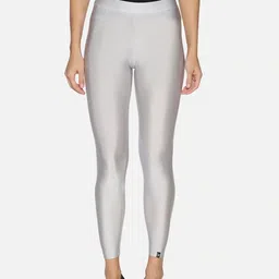 TWIN BIRDS Women Silver-Toned Solid Comfort-Fit Ankle-Length Shimmer Leggings-55
