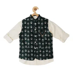 CAVIO Boys Printed Nehru Jacket With Shirt-picture-11