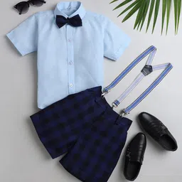 Jeetethnics Boys Navy Blue & Blue Shirt & Shorts With Suspenders-image-45