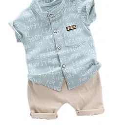 StyleCast Boys Blue Typography Printed Shirt with Shorts-image-83