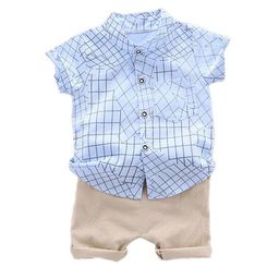 StyleCast Boys Blue Checked Shirt Collar Shirt with Shorts-picture-1