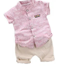 StyleCast Boys Pink Typography Printed Shirt with Shorts-image-82