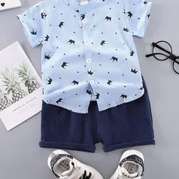 StyleCast x Revolte Boys Blue & Navy Blue Printed Shirt with Shorts-picture-30
