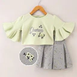 Enfance Girls Typography Printed Top with Skirt-15
