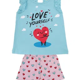 Clothe Funn Girls Pure Cotton Printed Top with Shorts-image-43