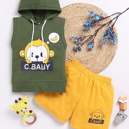 carrydreams Infant Boys Hooded Printed Pure Cotton T-shirt with Shorts-image-53