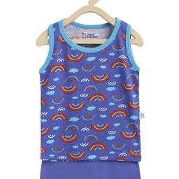 SuperBottoms Kids Blue & Red Printed Pure Cotton Sustainable T-shirt with Shorts-16
