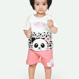 ariel Girls Printed Pure Cotton T-shirt with Shorts Set-image-63
