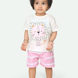 ariel Infants Girls Printed Pure Cotton T-shirt with Shorts-image-21