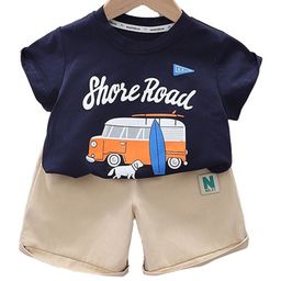 StyleCast Kids Navy Blue Printed Pure Cotton T-shirt with Shorts-image-64